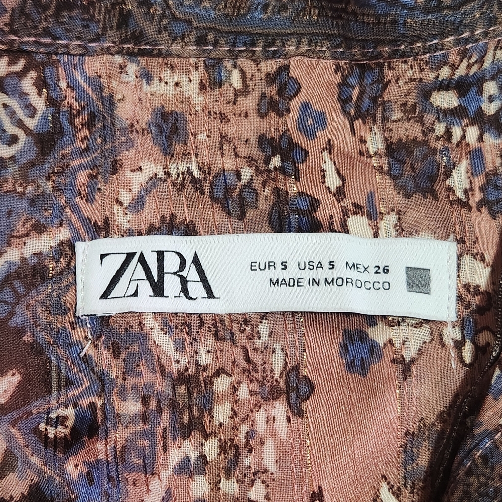 Zara Patchwork Paisley Print Shirt Oversized Bohemian-inspired Lightweight Sheer - Picture 6 of 16